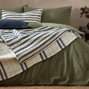 Yard Dusk Blue Woven Stripe Bedspread